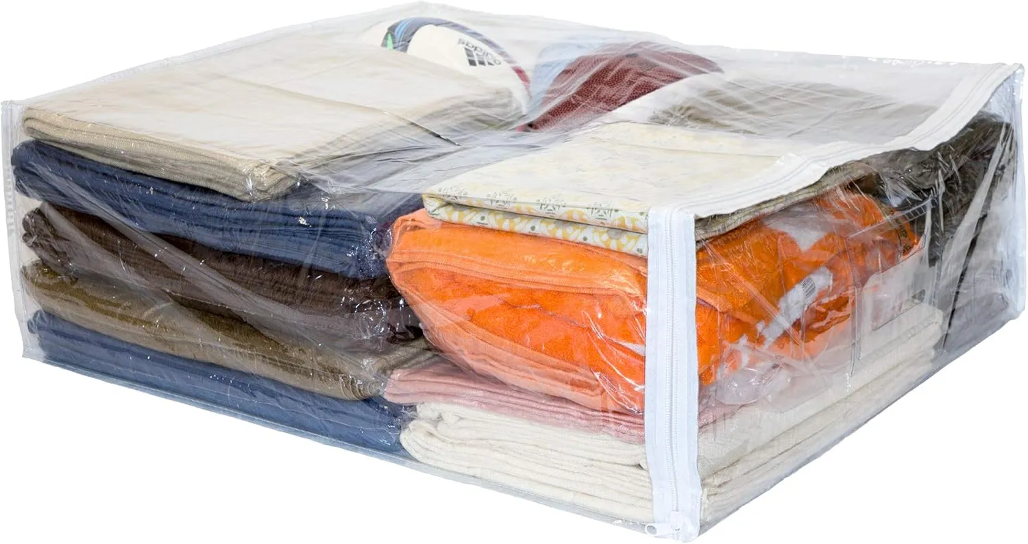 10-Pack Clear Vinyl Zippered Storage Bags 20 x 23 x 8 Inch