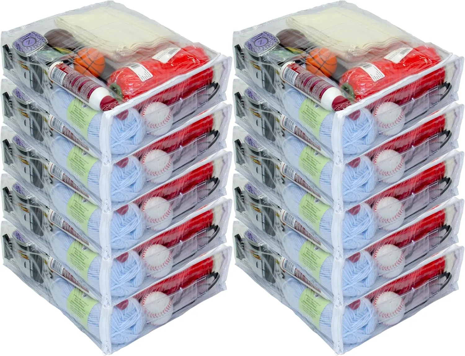 10-Pack Heavy Duty Vinyl Zippered (Clear) Storage Bags (12" x 15" x 4") (3.1 Gallon)