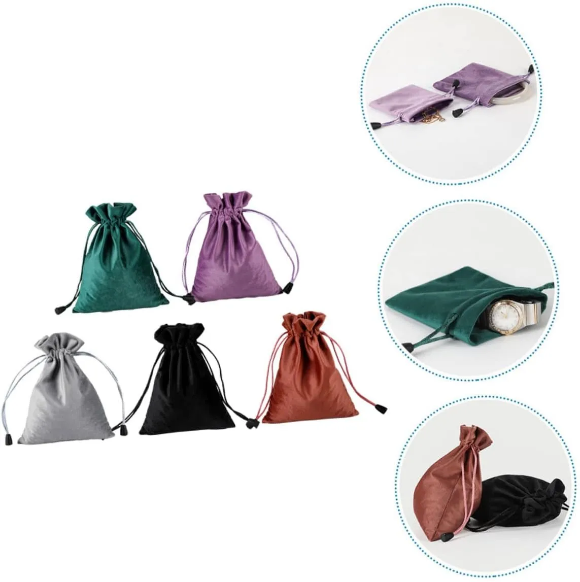 10 Pcs Velvet Jewelry Bag Drawstring Pouches Jewelry Purse Cloth Cosmetics Bag Small, As Shownx3pcs, 18x14cmx3pcs