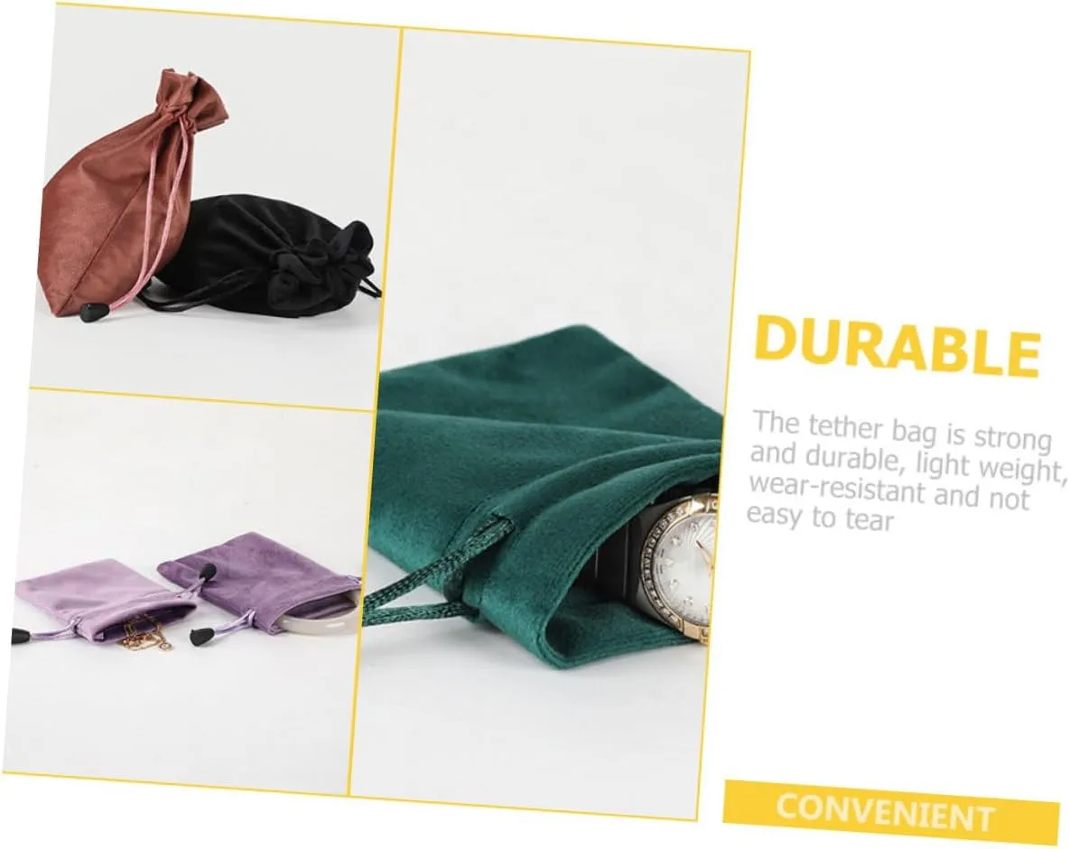 10 Pcs Velvet Jewelry Bag Drawstring Pouches Jewelry Purse Cloth Cosmetics Bag Small, As Shownx3pcs, 18x14cmx3pcs