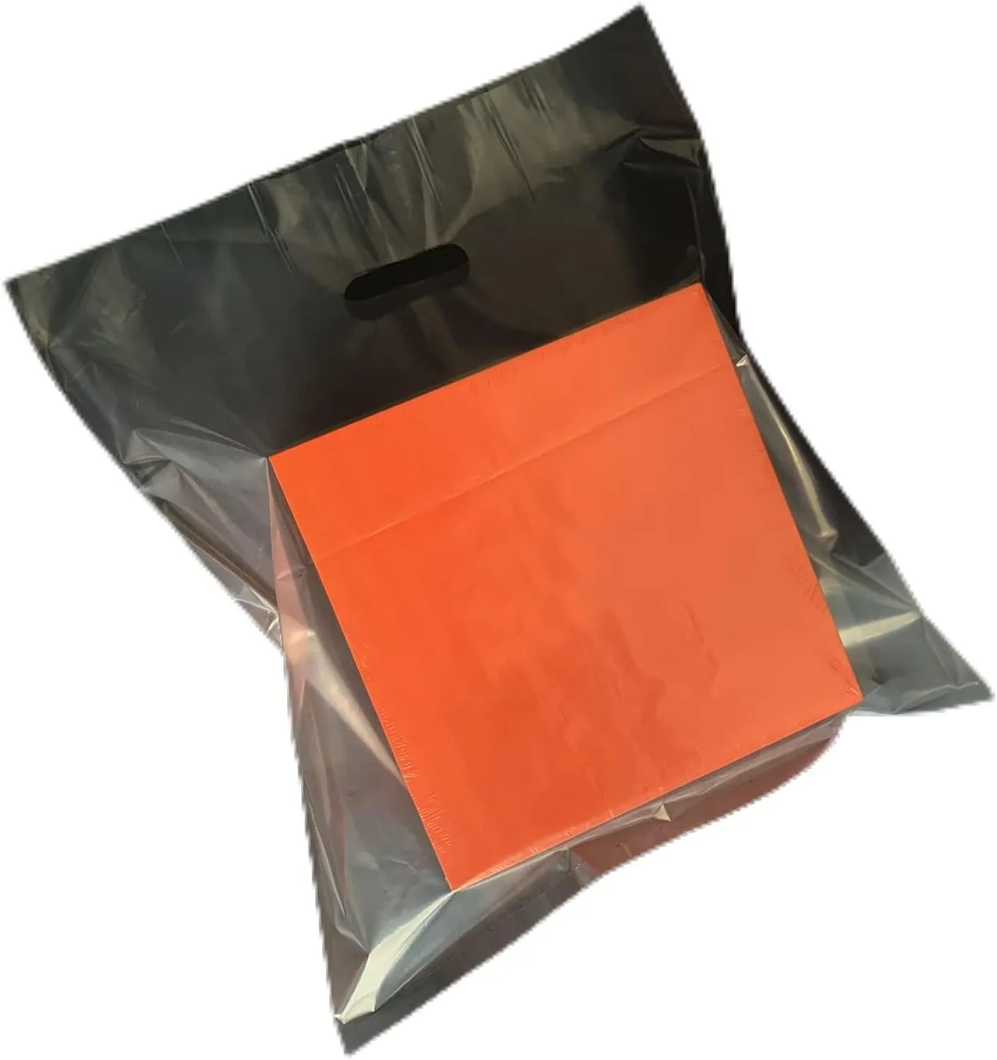 100 Pack 18"x18" Clear Merchandise Plastic Shopping Bags with Handles,2 Mil Thick Clear Plastic Shopping Bags -Die Cut Handles Large Retail Bags,Trade Show, Party& Multiple Occasions(No Gusset)
