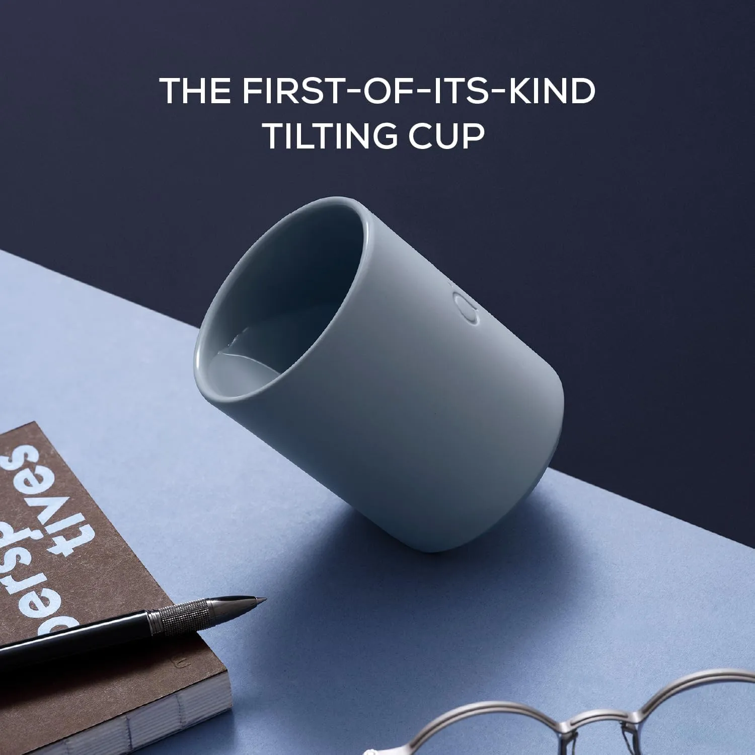 12 oz Ceramic Tilting Coffee Mug (Taupe Pink) - Modern Novelty Angled Espresso Cup for Coffee, Tea and More - Unique & Aesthetic Gifts for Any Occasion