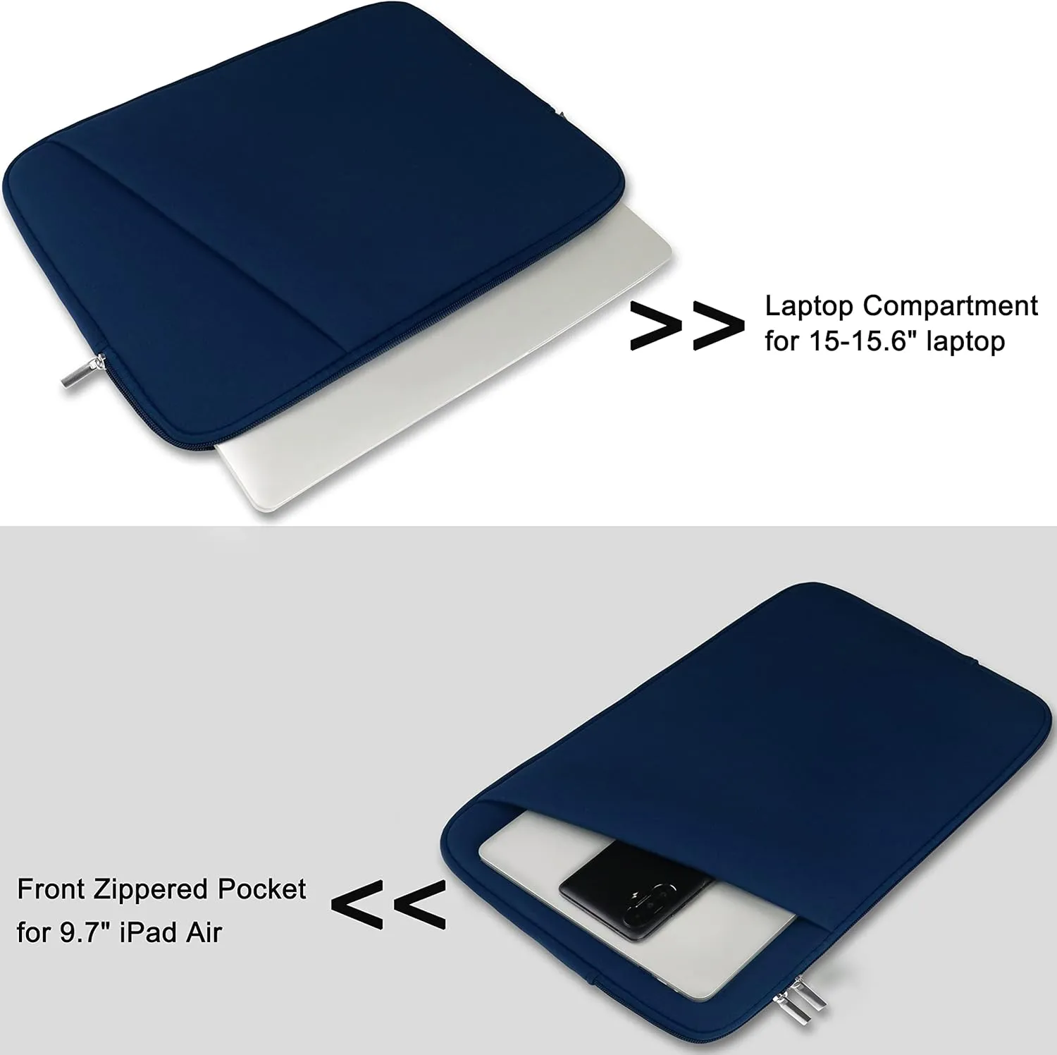 15.6 inch Laptop case, Durable Briefcase Shockproof Protective Sleeve, Handbags Portable Laptop Bag for 15.6 inch HP Dell Asus Lenovo Notebook Computer Cover with Front Pocket, Blue