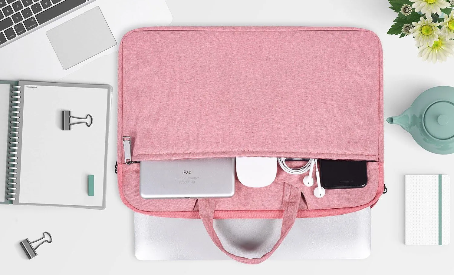 15.6 Inch Waterpoof Laptop Sleeve Bag,Girl/Lady Handbags Portable Briefcase Fit Acer Chromebook 15.6",Dell Inspiron 15,Lenovo Yoga 720 15.6,HP 15.6 inch Laptop,Acer MSI Samsung ASUS Notebook Case,Pink