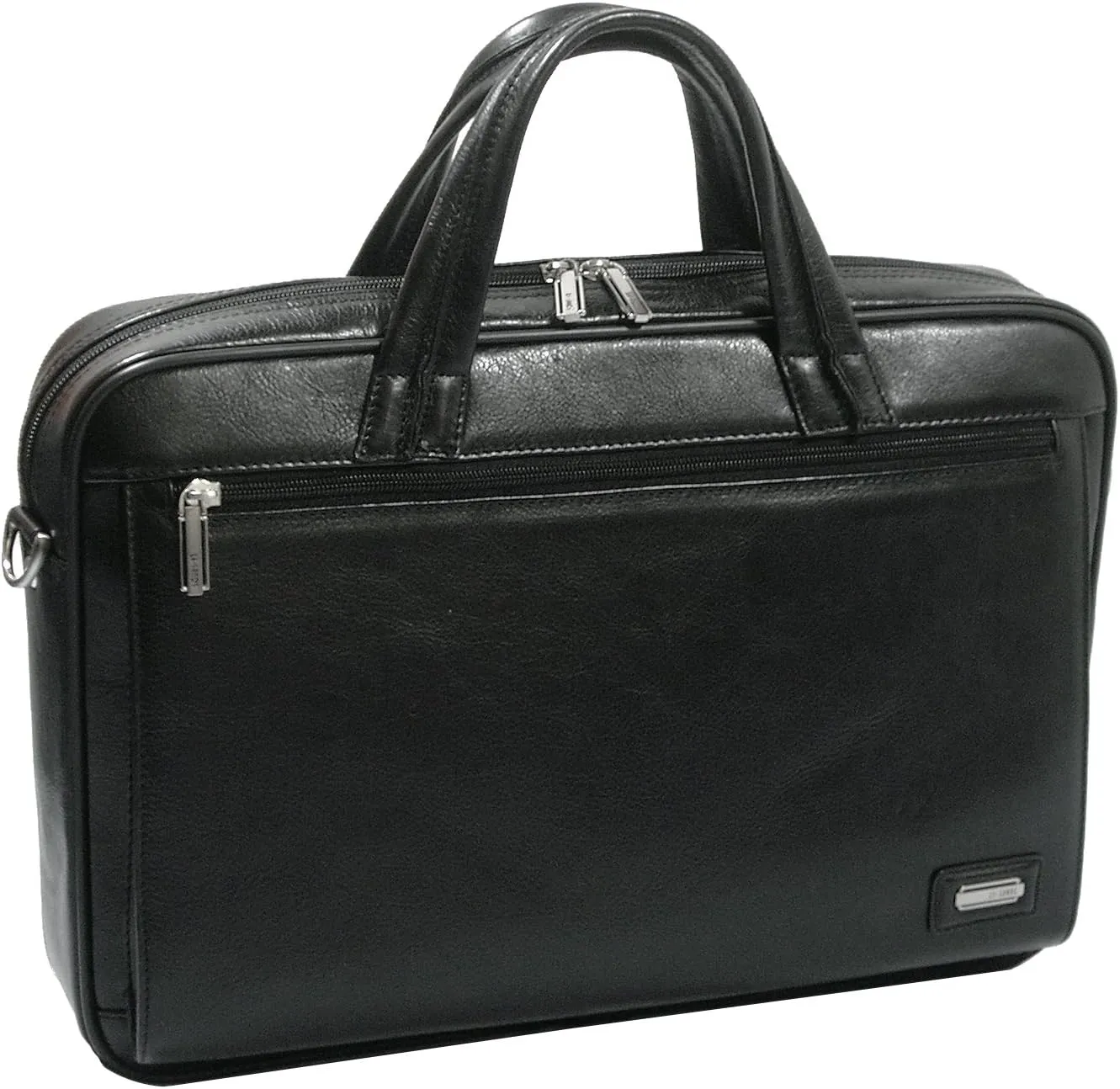 15" Laptop Portfolio Messenger Bag | Padded Protection | Black Leather