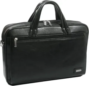 15" Laptop Portfolio Messenger Bag | Padded Protection | Black Leather