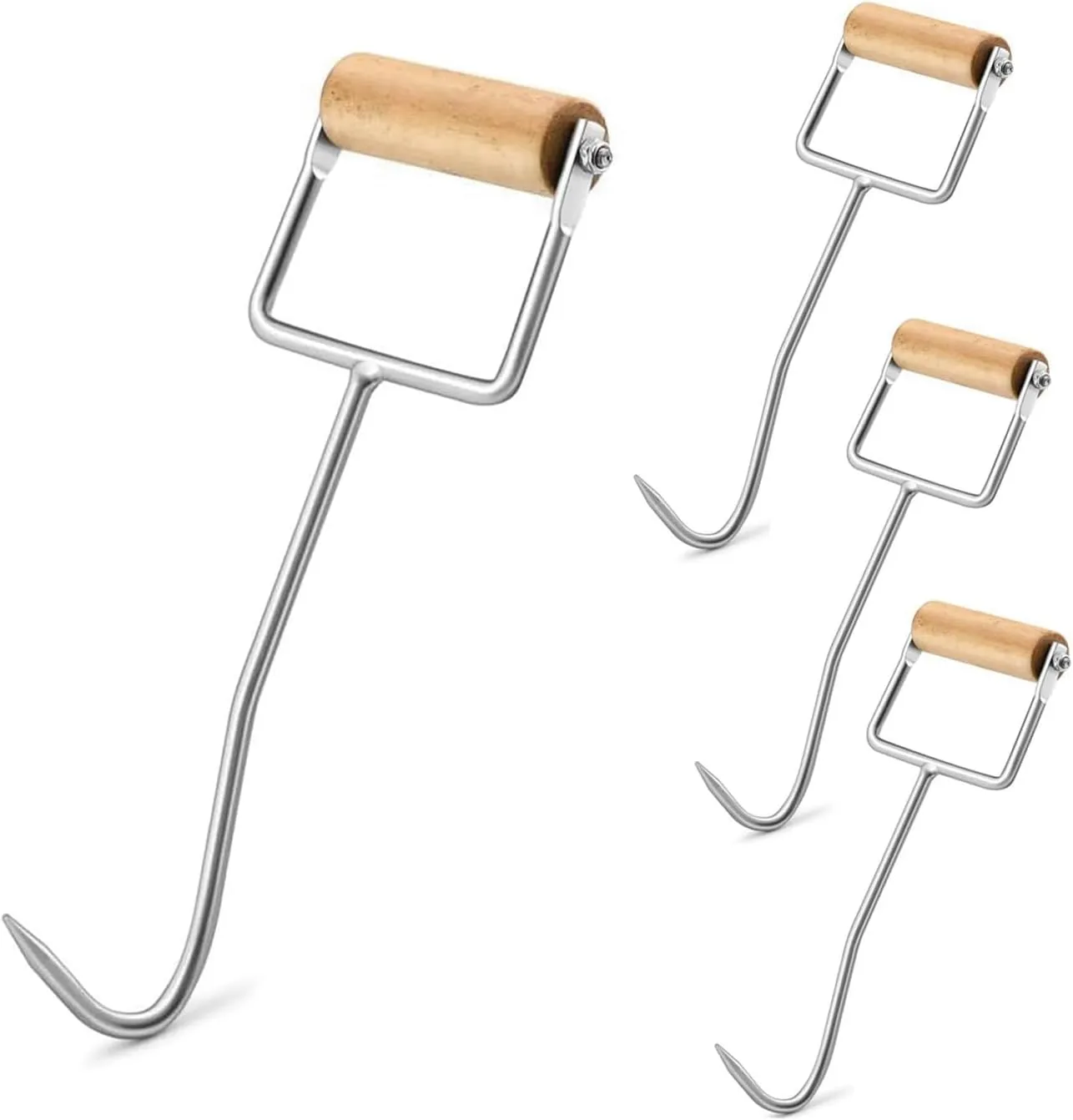 2 Pack Hay Hook,Metal Hay Hook with Wooden Handle,Perfect for Picking Up Hay Bales,12-1/4"