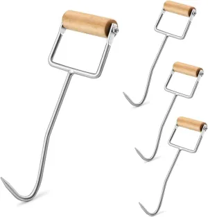 2 Pack Hay Hook,Metal Hay Hook with Wooden Handle,Perfect for Picking Up Hay Bales,12-1/4"