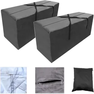 2 Pack Outdoor Cushion Storage Bag 48" L x 15.3" W x 21.6" H, Upgrade Zipper, Outdoor Pillow Storage Bag, Outdoor Patio Cushion Storage Bag Waterproof for Patio & Indoor Use