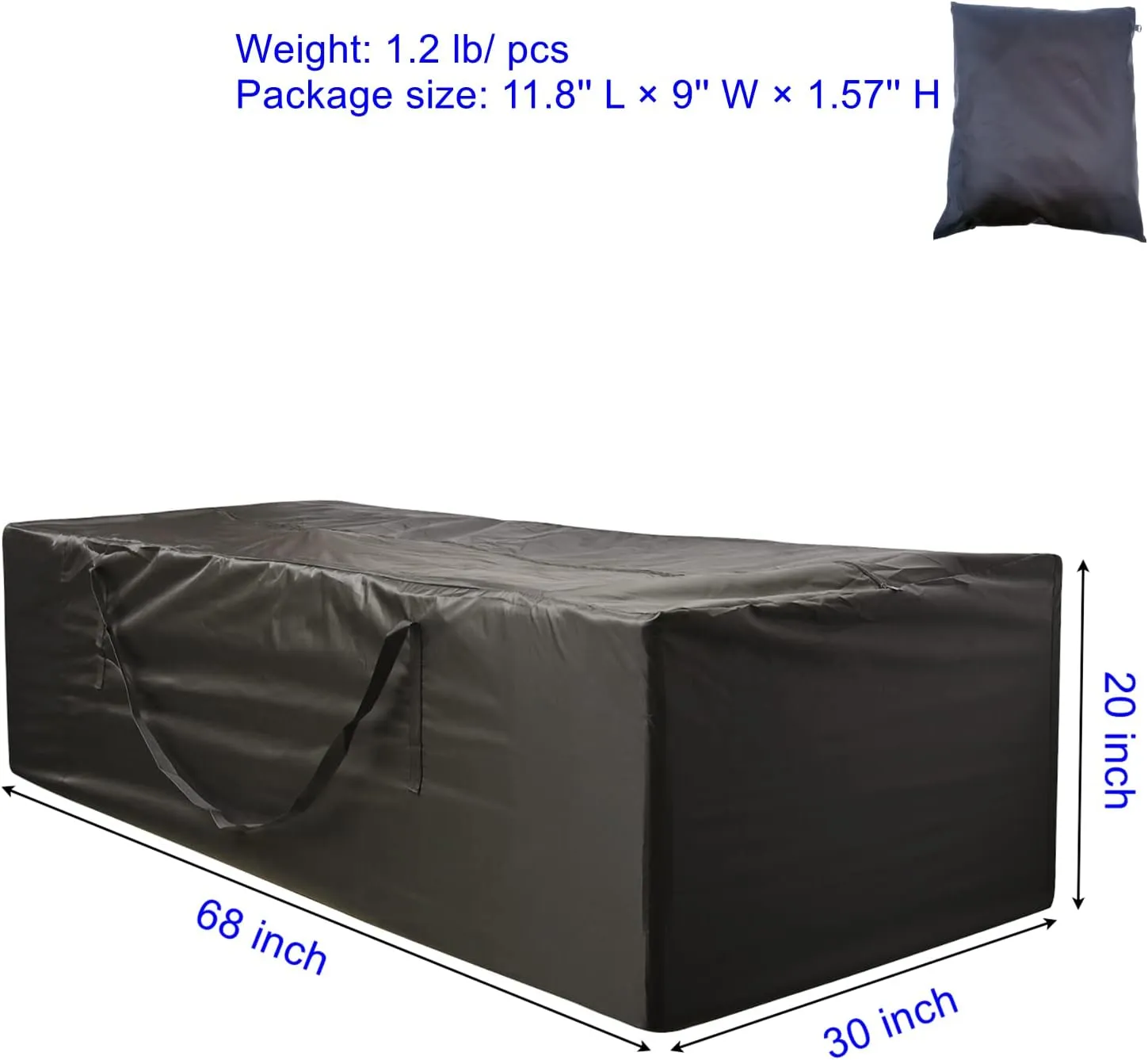 2 Pack Outdoor Cushion Storage Bag - 68" L x 30" W x 20" H, Large Opening & Zipper, Patio & Indoor Use