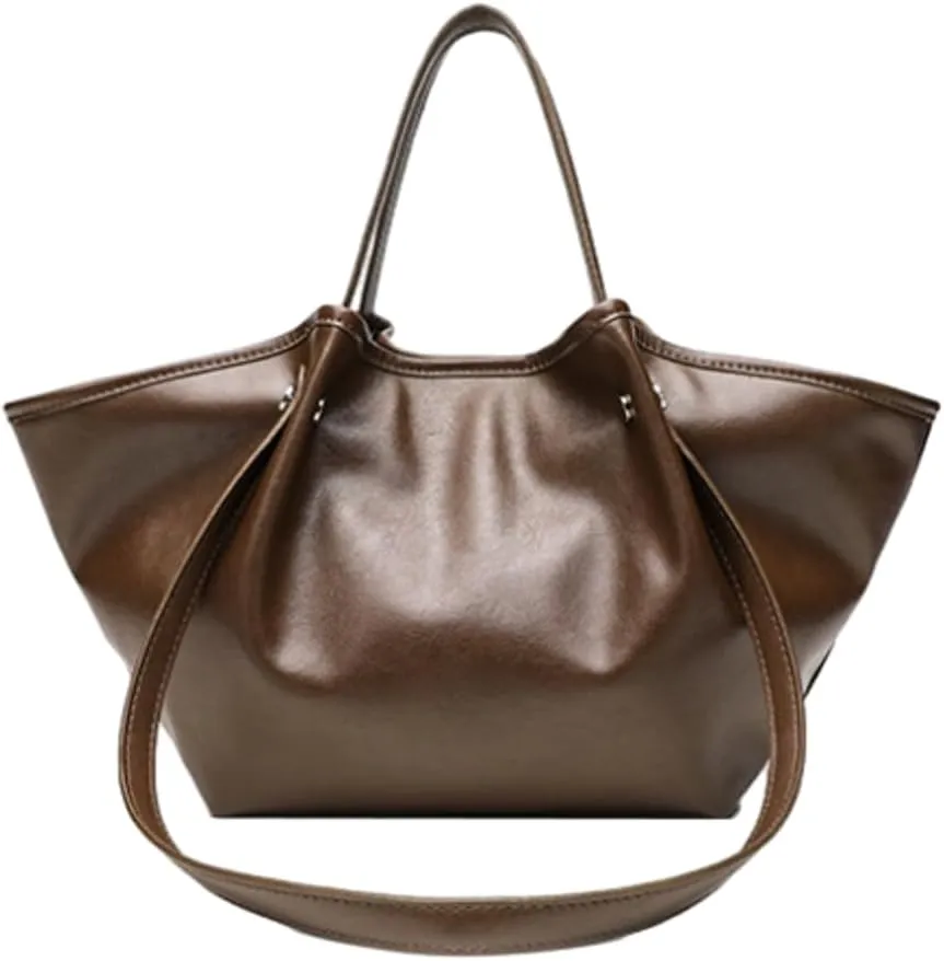 2 Pcs Tote Bag for Women 2025 Trendy Pleated Shoulder Bags PU Leather Work Travel Purses Ladies Top Handle Handbags