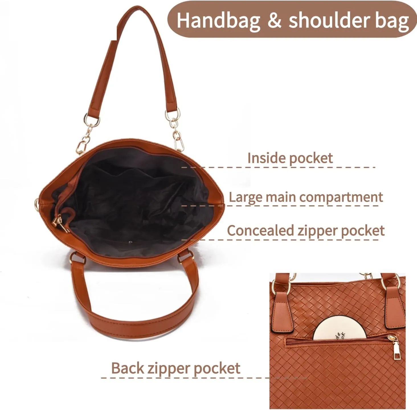 2025 Fashionable Woven Pattern 6-Piece Bag Set Trendy and Versatile Handbag Set for Women