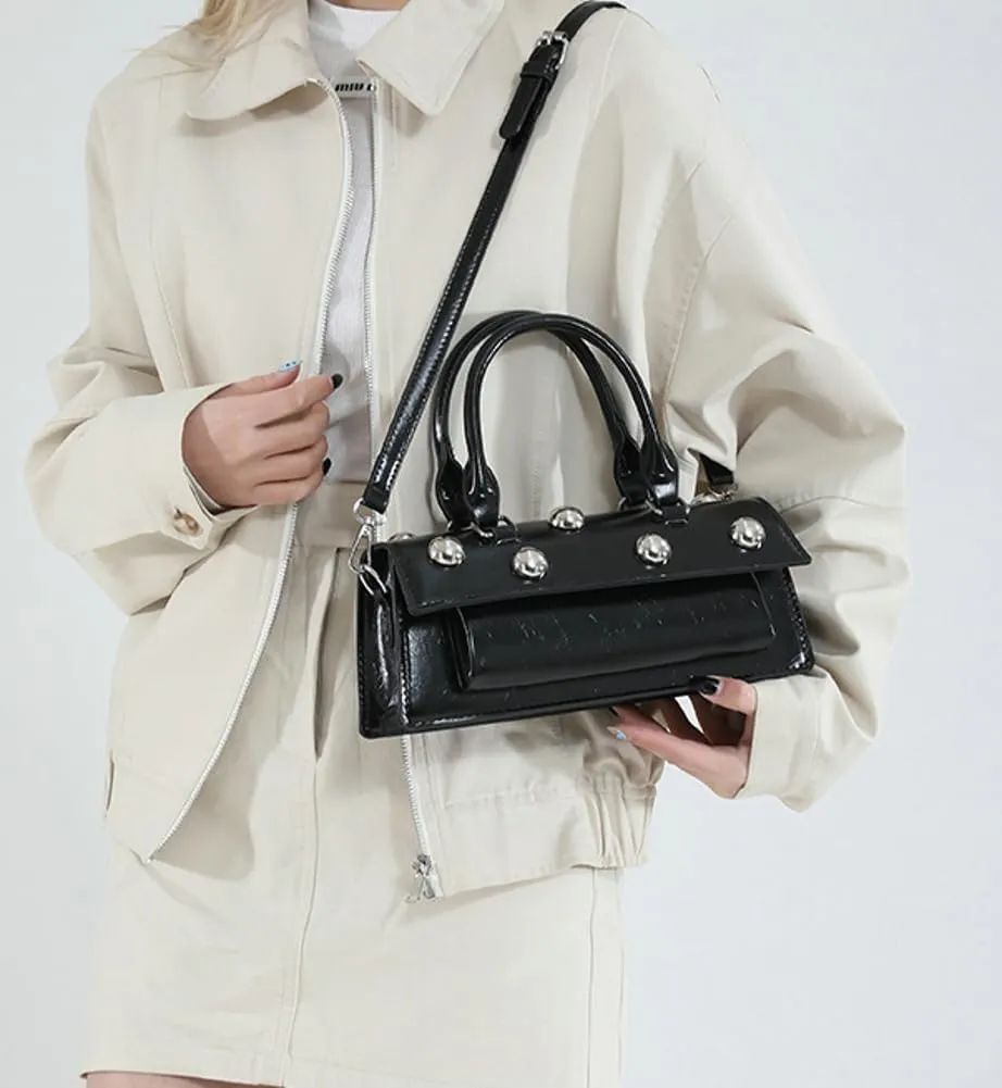 2025 Trendy Spring Y2k 90s Punk Rivet Handbag Purse Small Shoulder Crossbody Bag Retro Studded Clutch Top-handle Tote