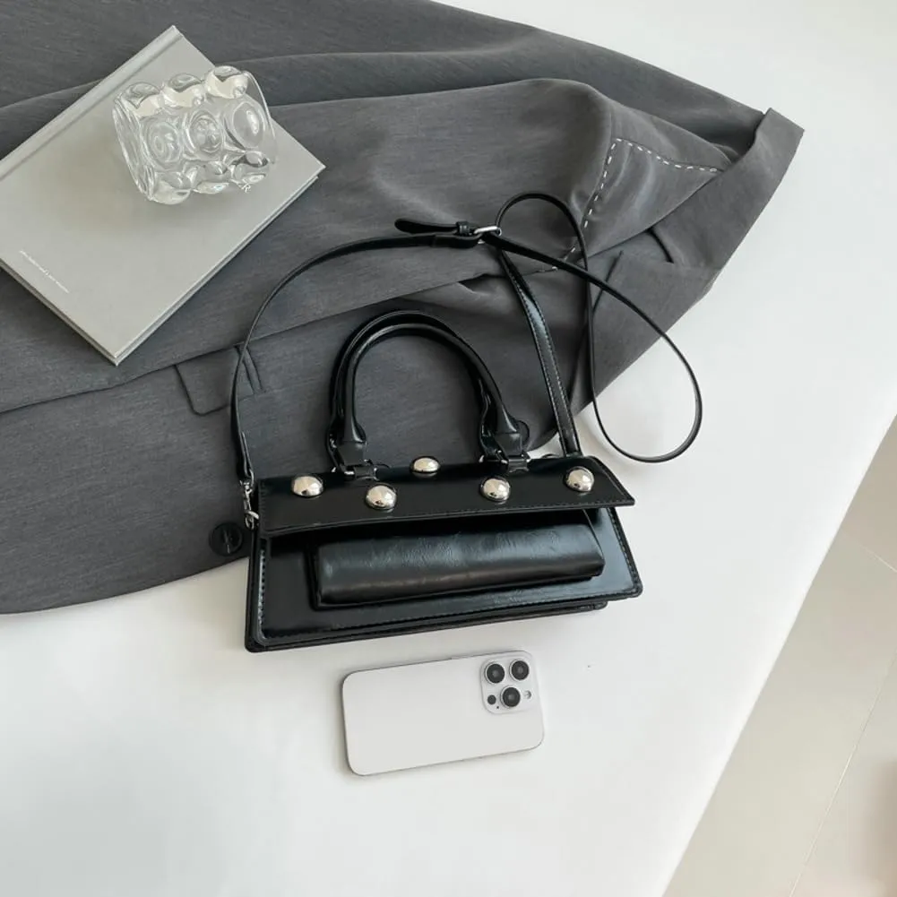 2025 Trendy Spring Y2k 90s Punk Rivet Handbag Purse Small Shoulder Crossbody Bag Retro Studded Clutch Top-handle Tote