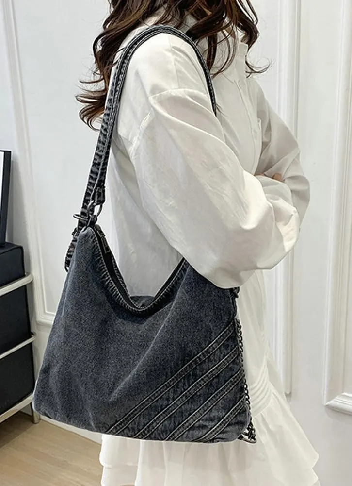 2025 Women's Denim Large Capacity Jean Purses Shoulder Tote Crossbody Bags Female Handbag Vintage Purse