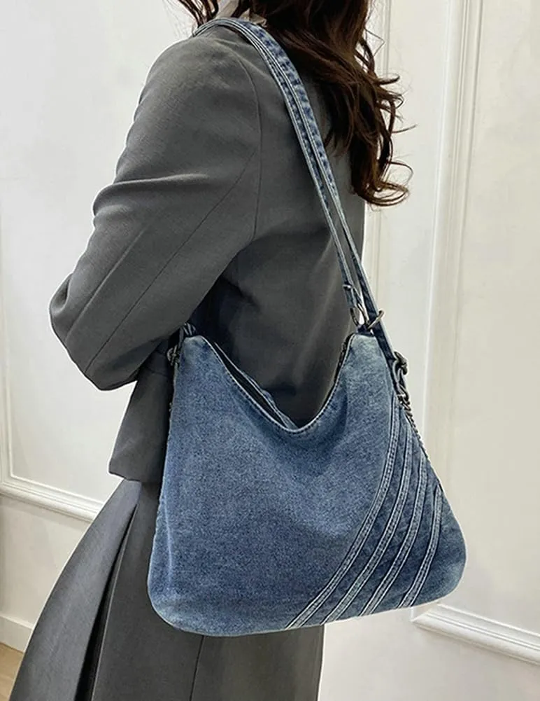 2025 Women's Denim Large Capacity Jean Purses Shoulder Tote Crossbody Bags Female Handbag Vintage Purse