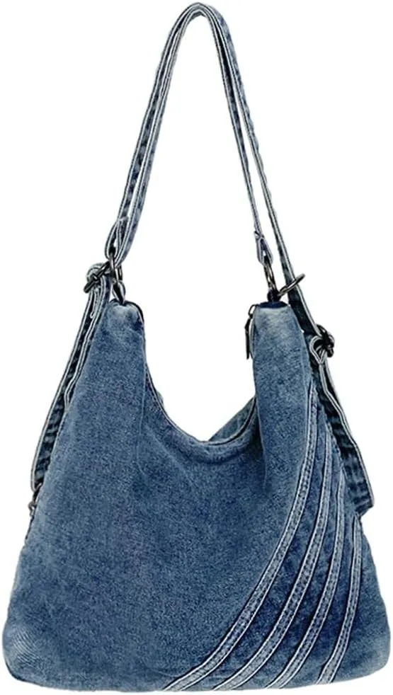 2025 Women's Denim Large Capacity Jean Purses Shoulder Tote Crossbody Bags Female Handbag Vintage Purse
