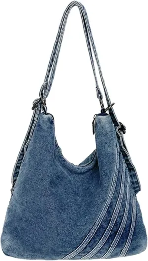 2025 Women's Denim Large Capacity Jean Purses Shoulder Tote Crossbody Bags Female Handbag Vintage Purse
