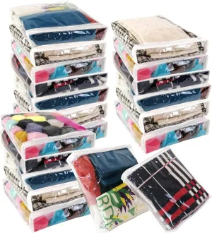 20pcs Clear Vinyl Zippered Storage Bags for Sweater Clothes, Bed Sheet Organizer, 10.5 x 10.5 x 2.4 Inch