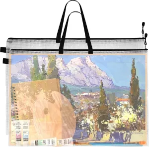 24 x 36 Inch Art Portfolio Case - Large Posters Storage Bag With Zipper and Handle for Artwork Artist Supply Organizer (2PCS)