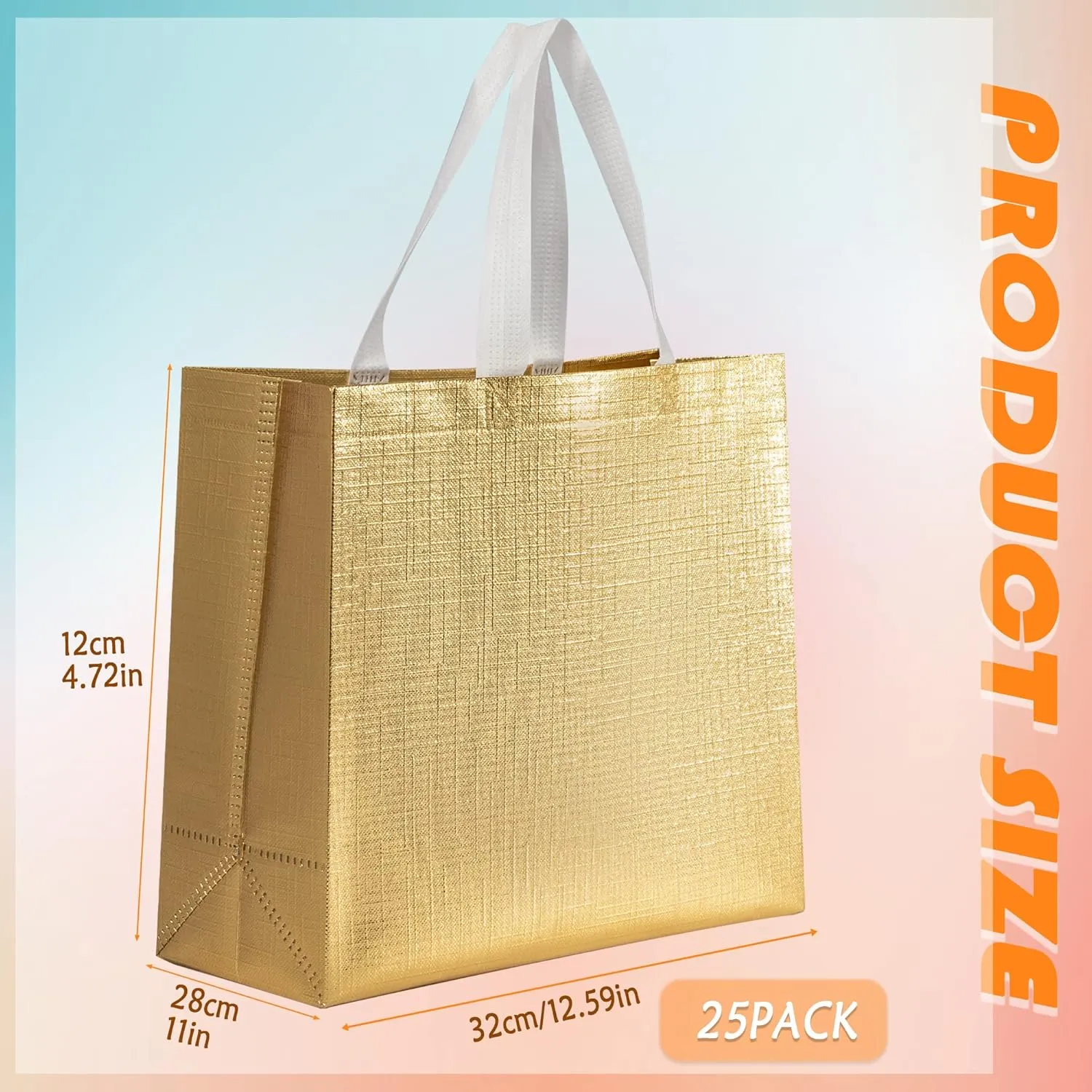 25 Pack Large Gift Bags for Present Birthday Party Wedding Reusable Gift Bag Silver Giant Gift Bags Cloth Non-woven Fabric Gift Bags (Gold)
