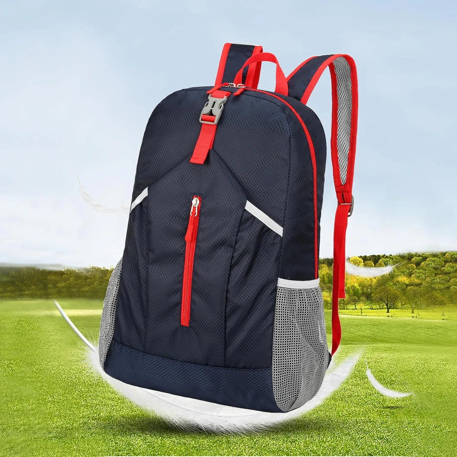 25L Hiking-Backpack Foldable-Sports Daypack-Camping Collapsible Day Bag Water Resistant Lightweight Travel Men Women (Dark Blue)