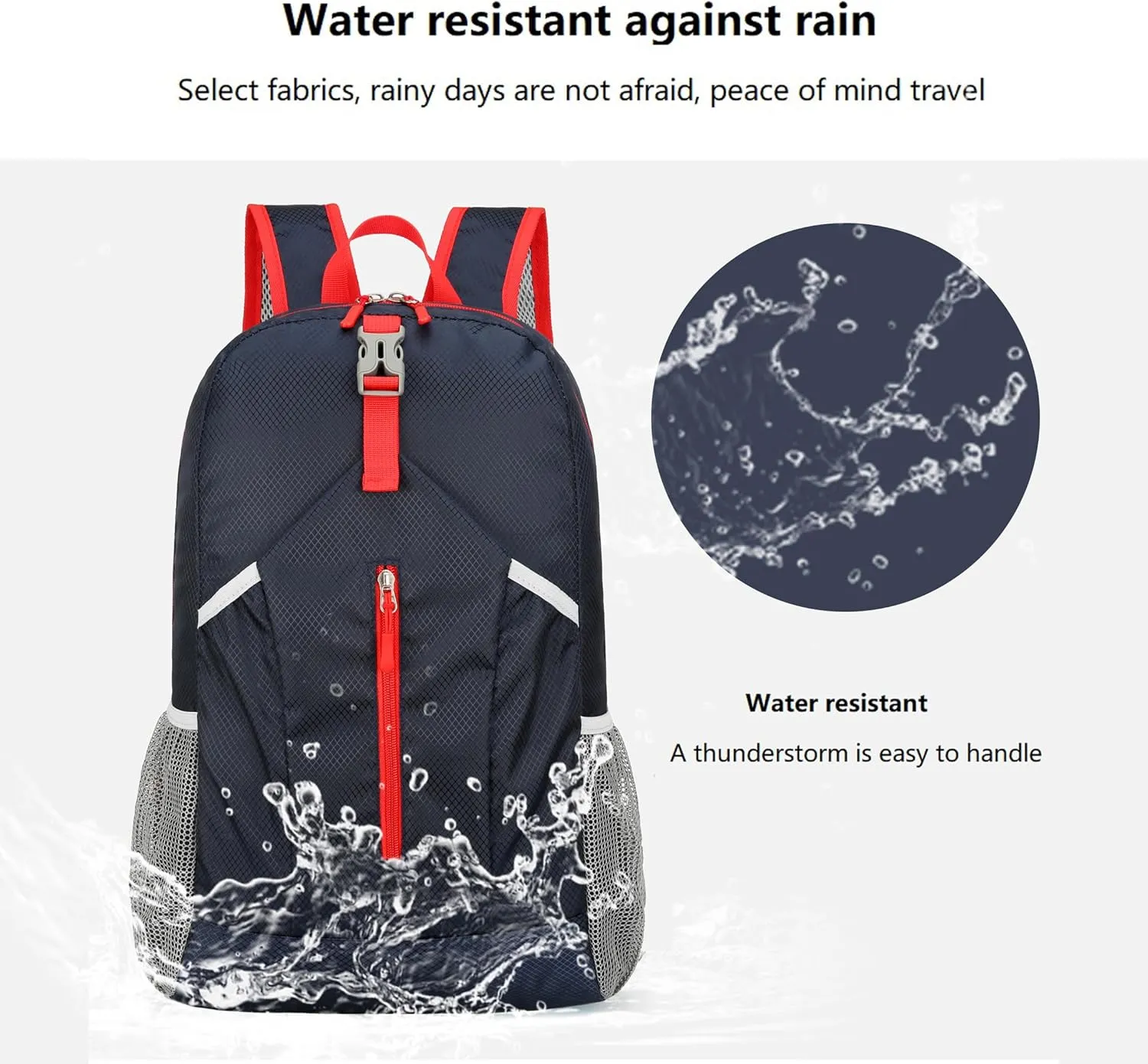 25L Hiking-Backpack Foldable-Sports Daypack-Camping Collapsible Day Bag Water Resistant Lightweight Travel Men Women (Dark Blue)