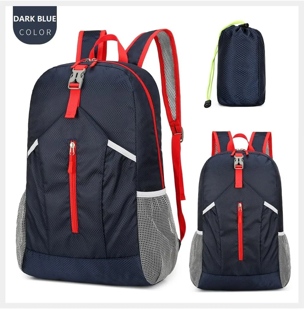 25L Hiking-Backpack Foldable-Sports Daypack-Camping Collapsible Day Bag Water Resistant Lightweight Travel Men Women (Dark Blue)