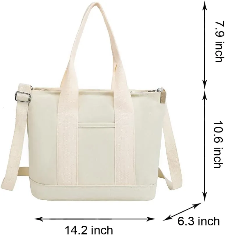 2E-youth Canvas Tote Bag for Women Large Capacity Multi-Pocket Handbag Crossbody bag Satchel Bag