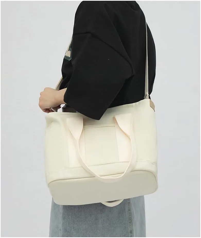 2E-youth Canvas Tote Bag for Women Large Capacity Multi-Pocket Handbag Crossbody bag Satchel Bag