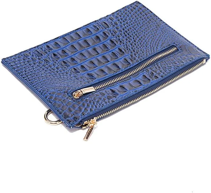2PCS Set Tote Handbag for Women Crocodile Print Shoulder Purse Leather Work Shopper Top-handle Bag with Clutch