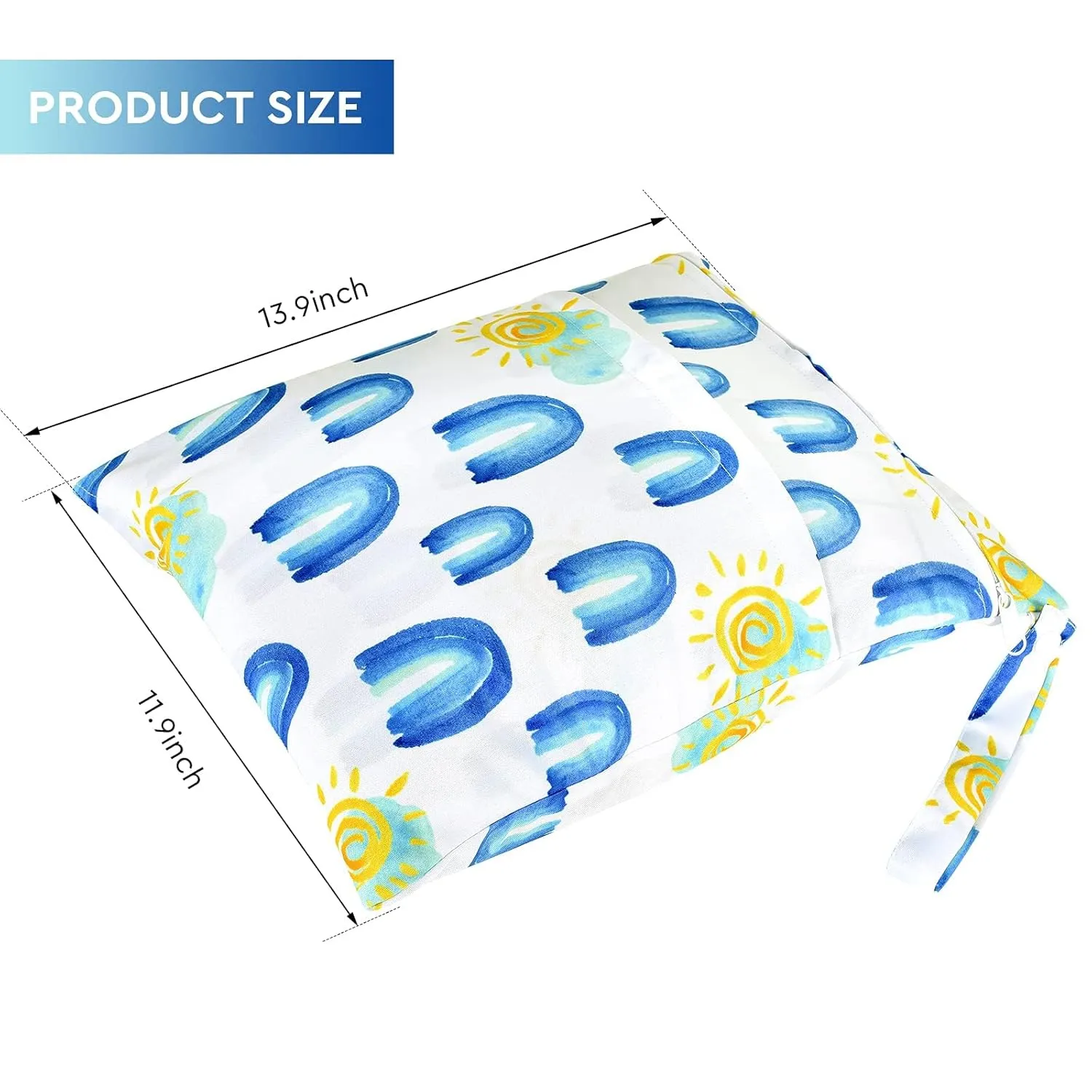 2pcs Waterproof Wet Bags with Two Zippered Pockets, Washable, Reusable for Travel, Beach, Pool, Stroller, Diapers, Dirt Gym Clothes, Wet Swimsuits, Toiletries -Rainbows