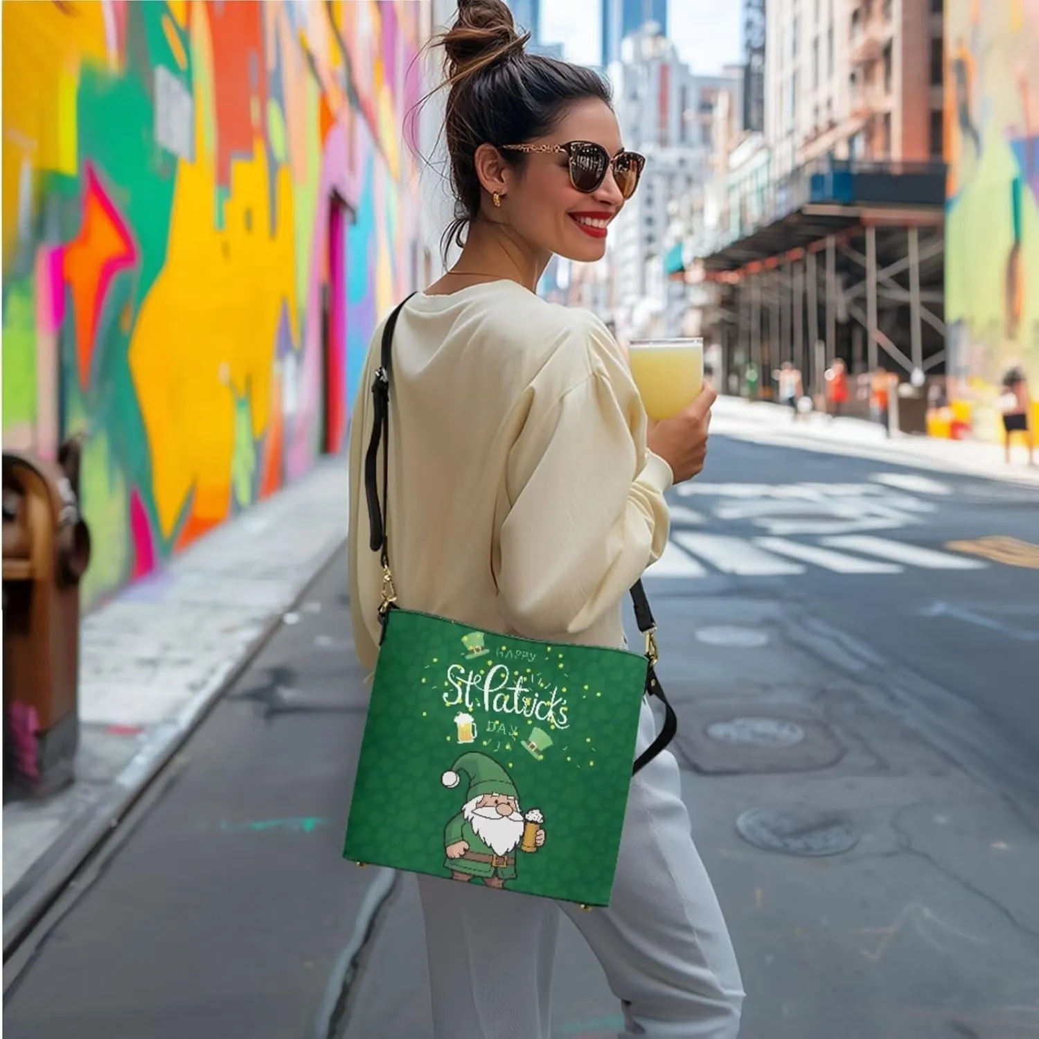 3 Piece Shoulder Handbags Crossbody Bucket Bag for Women with Clutch Cosmetic Bag and Wristle Wallet Purses