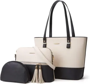 3 Pieces Set Shoulder Bags for Women Leisure Chic Purses and Handbags PU Leather Crossbody Bags Tote Bag for Women Work