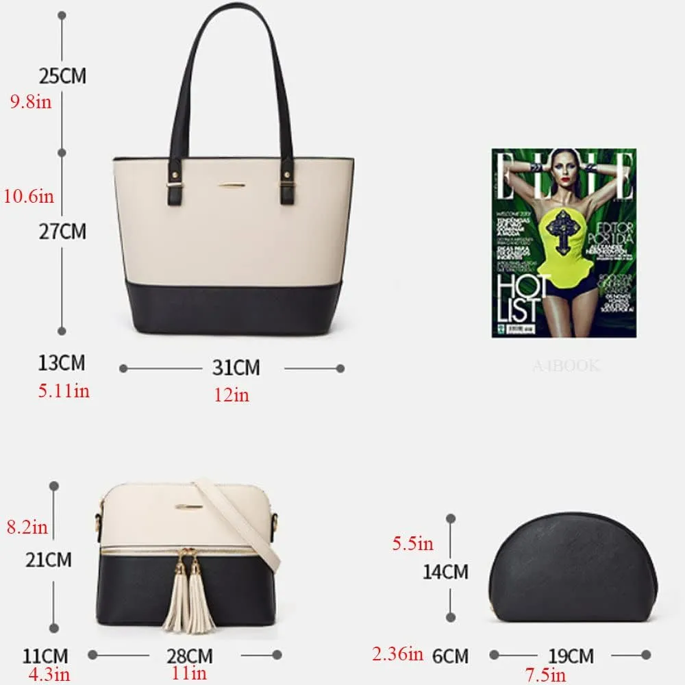 3 Pieces Set Shoulder Bags for Women Leisure Chic Purses and Handbags PU Leather Crossbody Bags Tote Bag for Women Work