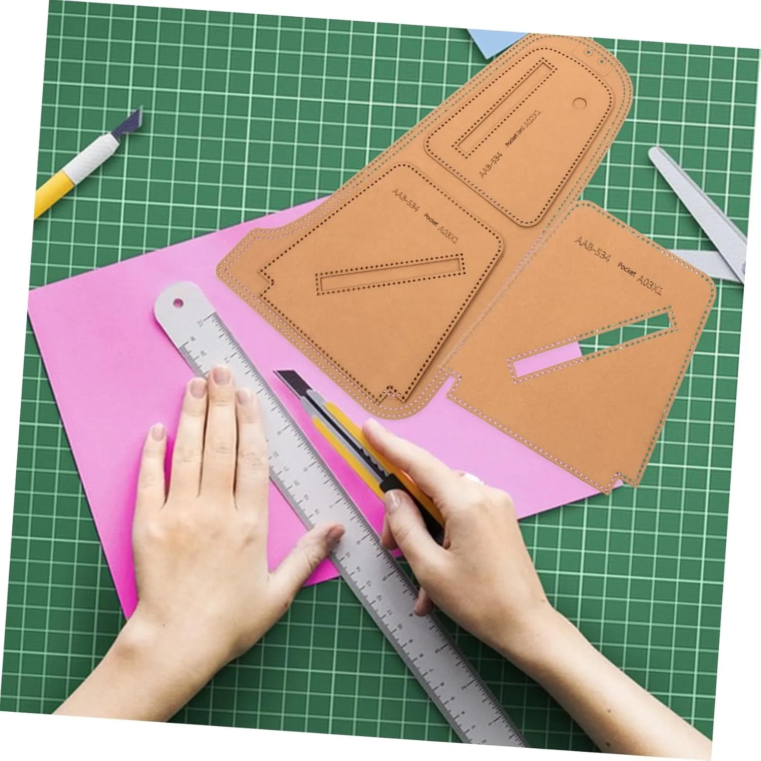 3 Sets Leather Bag Templates Sewing Patterns for Crossbody Chest Bag Making