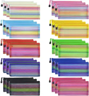 30pcs Mesh Zipper Pouch B6 Net Zipper Bag Multipurpose Travel Mesh Bag Plastic Colorful Small Pencil Pouches to Storage Cosmetics Stationery Office Supplies,10 Color