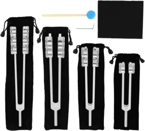 32 Hz 48 Hz 64 Hz and 128 Hz Weighted Tuning Forks of 4 with Handbag, Hammer and Wrench