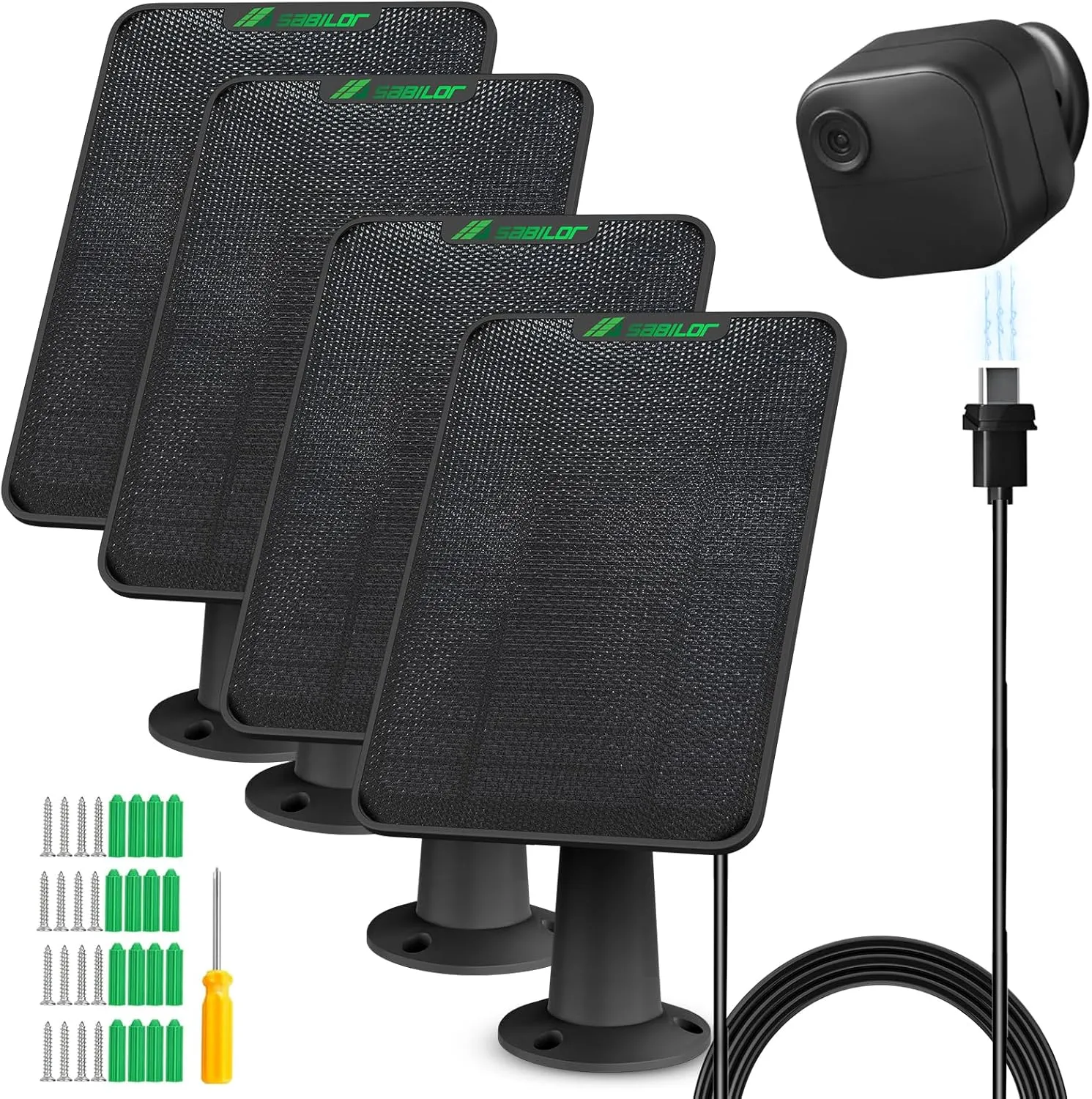 4 Pack 6W Solar Panel for Blink Outdoor 4（4th Gen Camera Solar Panel Charger Compatible with Blink Camera Solar Panel with Battery, Secure Wall Mount, 13.12ft Cable, IP65 Weatherproof, 360° Bracket