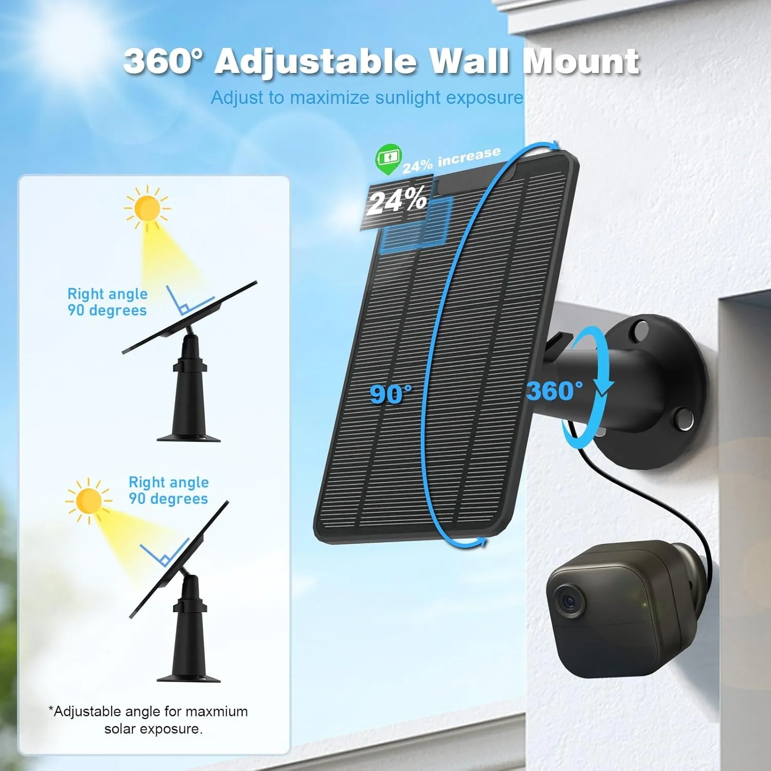 4 Pack 6W Solar Panel for Blink Outdoor 4（4th Gen Camera Solar Panel Charger Compatible with Blink Camera Solar Panel with Battery, Secure Wall Mount, 13.12ft Cable, IP65 Weatherproof, 360° Bracket