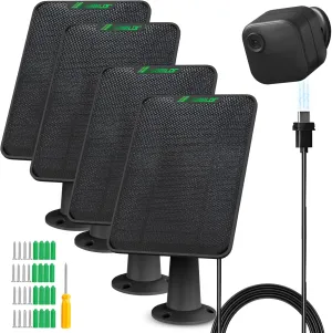 4 Pack 6W Solar Panel for Blink Outdoor 4（4th Gen Camera Solar Panel Charger Compatible with Blink Camera Solar Panel with Battery, Secure Wall Mount, 13.12ft Cable, IP65 Weatherproof, 360° Bracket