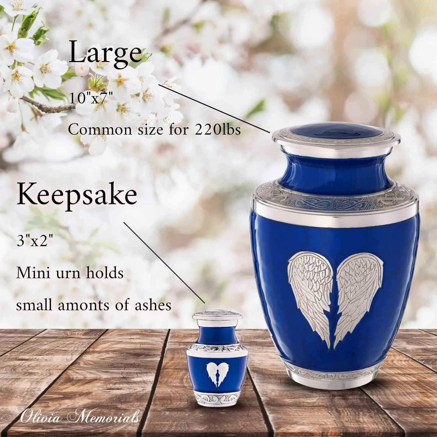 4 Pack Small Urns for Ashes for Women or Men - Set of 4 Blue Mini Urn with Angel Wings - Heart Earn Male and Female Cremation Keepsakes - Memorial Burial