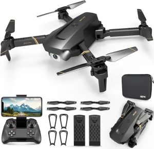 4DRC V4 Foldable Mini Drone with Camera - 1080P HD Drone with Stable Hover, Gravity Control, Auto-Follow, Trajectory Flight,One Key Take Off, 2 Batteries, Drones for Adults Kids