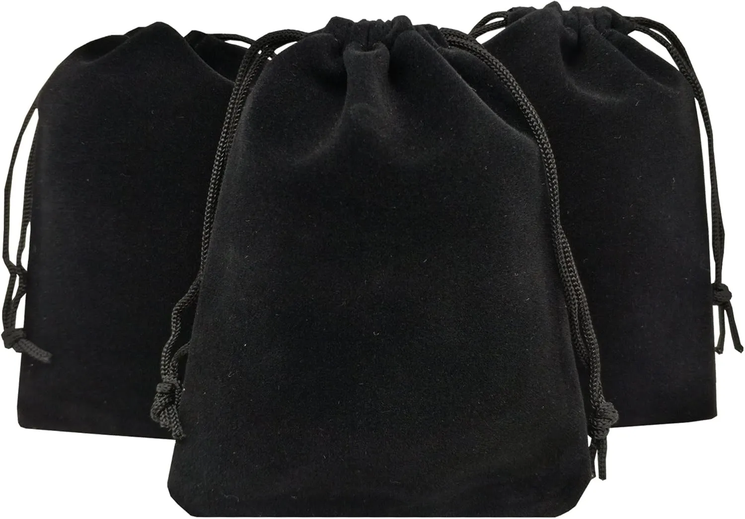 50pcs Velvet Drawstring Bags Jewelry Bags Pouches (Black, 4" X 6")