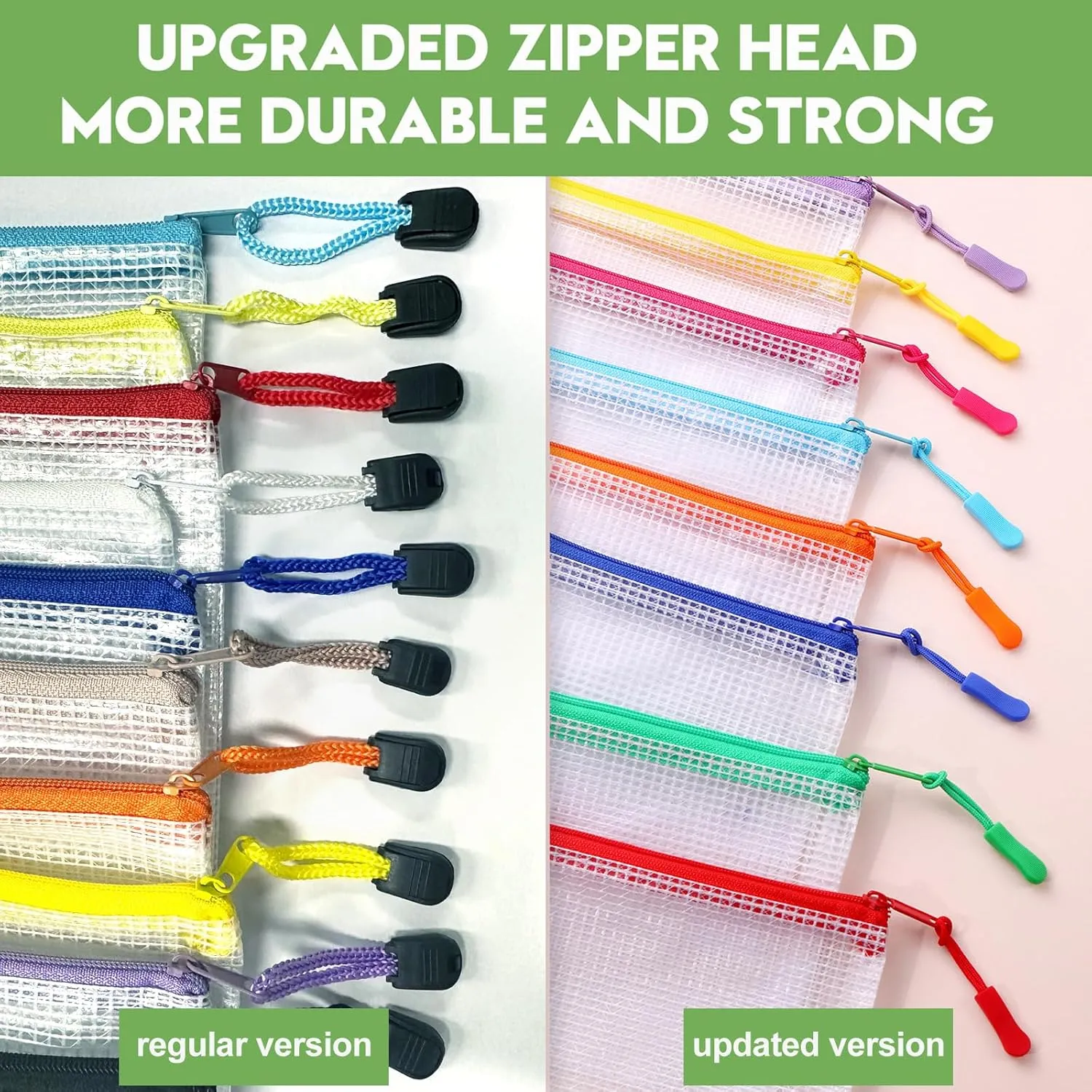 60pcs Large A4 Mesh Zipper Pouch File Bags YOPCDJ Reusable Zippered Pouches for Organizing Classroom, Board Game Storage, Puzzle Bags