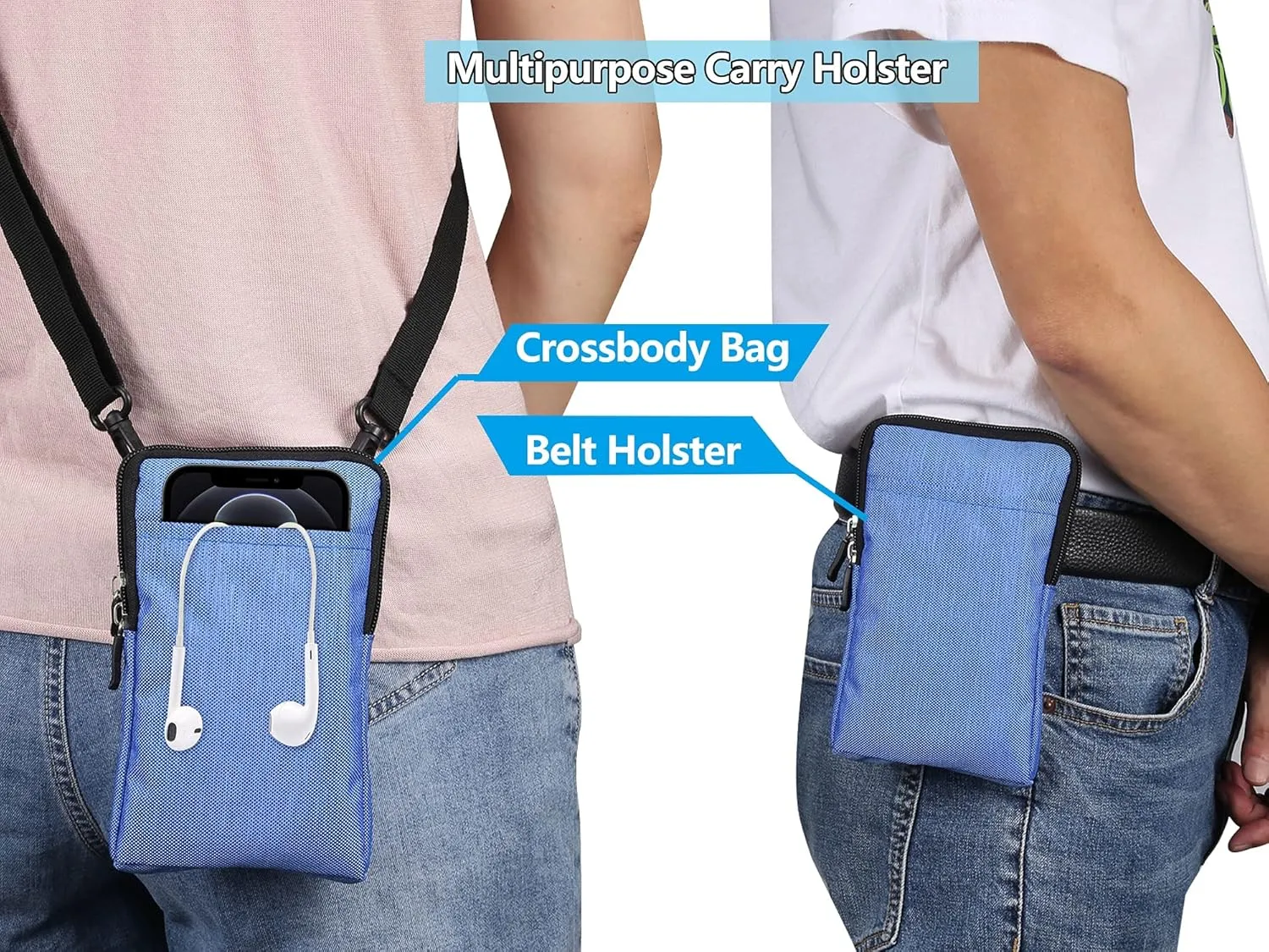 7.2 inch Mens Holster Compatible with Honor Magic V2,Mini Crossbody Bag Shoulder Bag Compatible with Men, Small Messenger Bag Compatible with Samsung Galaxy Fold 6/5/4/3(Blue)
