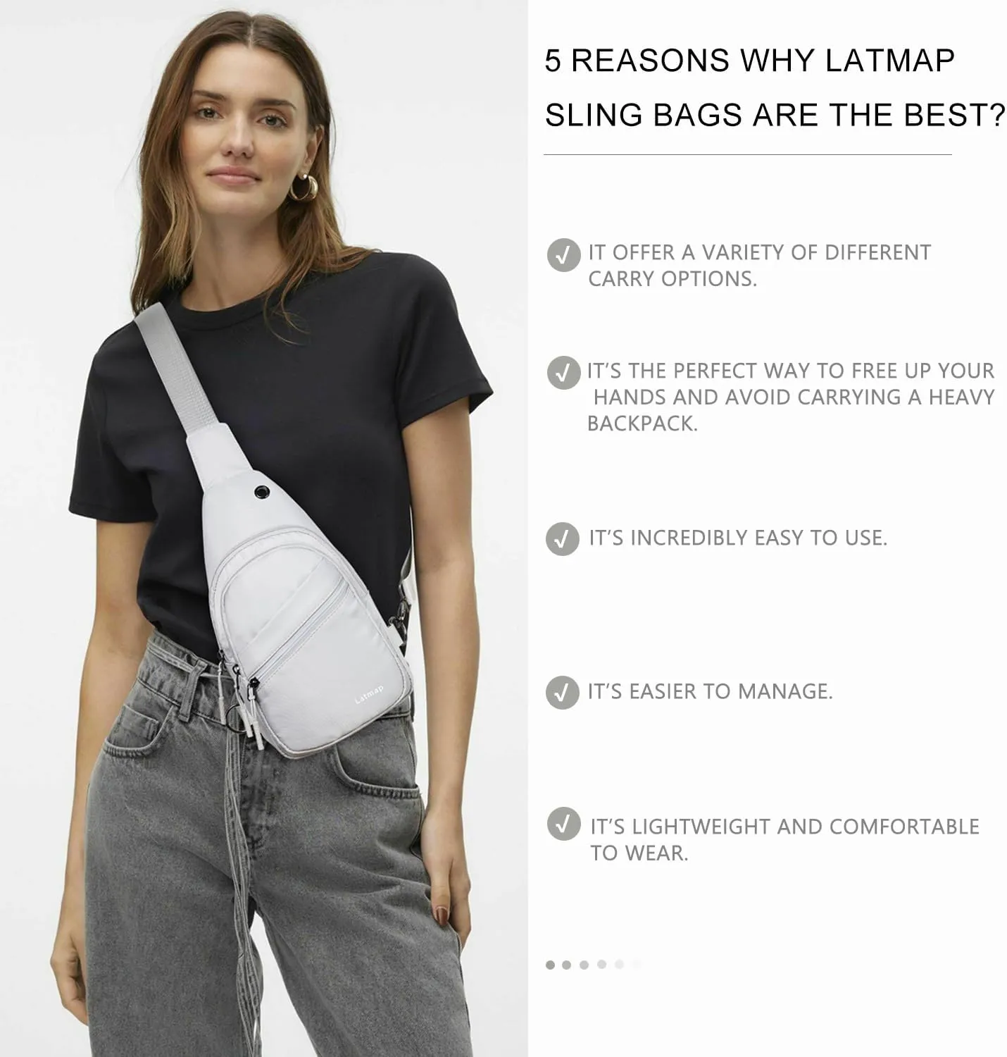 7L Sling Bag For Women Men Backpack Fanny Pack Crossbody Chest Travel Shoulder Belt Bags Purse Handbag PU Leather