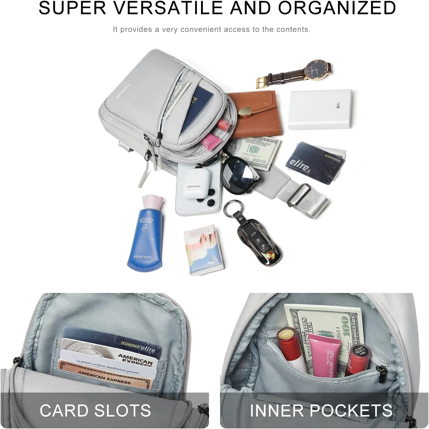 7L Sling Bag For Women Men Backpack Fanny Pack Crossbody Chest Travel Shoulder Belt Bags Purse Handbag PU Leather