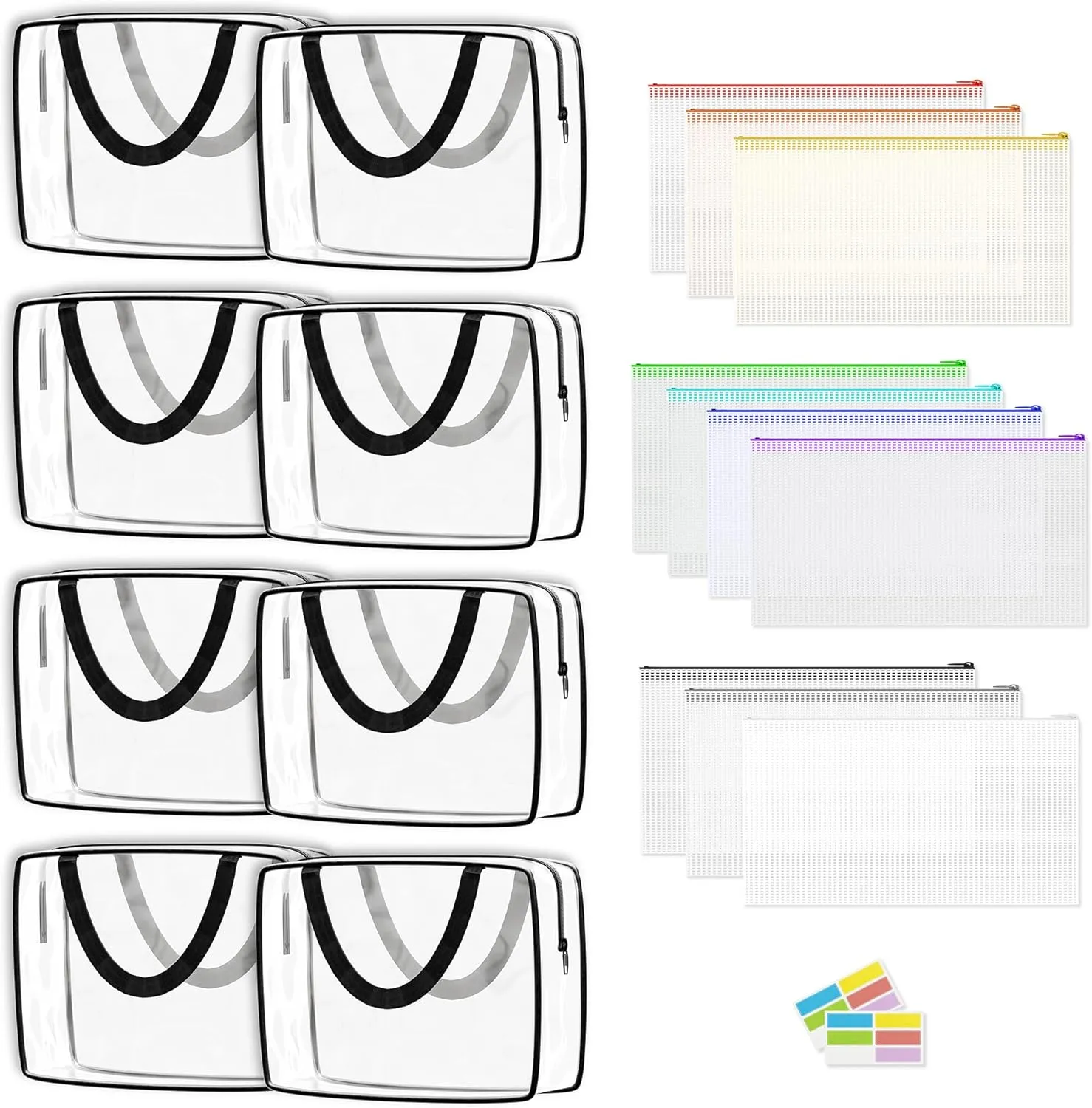 8 Pack Clear Toy Storage Bags with Zipper   10 Pack mesh zipper pouch bags – Large Organizer Bag for Kids’ Toys, Blocks, Little People, Clay Sets, and More – PVC Zippered Case for Easy Organization
