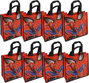8-Pack Marvel Spider-Man Reusable 10" Tote Bags with Glossy Printing